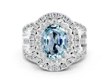 White gold Double Halo Oval Cut Diamond Split Shank Pave Set Ring