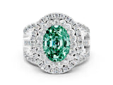 White gold Double Halo Oval Cut Diamond Split Shank Pave Set Ring