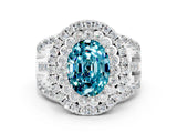 White gold Double Halo Oval Cut Diamond Split Shank Pave Set Ring