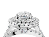 White gold Double Halo Oval Cut Diamond Split Shank Pave Set Ring_7