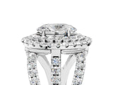 White gold Double Halo Oval Cut Diamond Split Shank Pave Set Ring_8