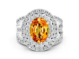 White gold Double Halo Oval Cut Diamond Split Shank Pave Set Ring