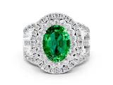 White gold Double Halo Oval Cut Diamond Split Shank Pave Set Ring