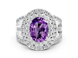 White gold Double Halo Oval Cut Diamond Split Shank Pave Set Ring