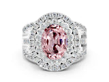 White gold Double Halo Oval Cut Diamond Split Shank Pave Set Ring