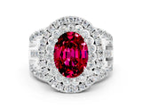 White gold Double Halo Oval Cut Diamond Split Shank Pave Set Ring