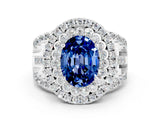 White gold Double Halo Oval Cut Diamond Split Shank Pave Set Ring