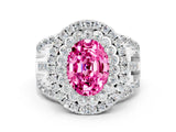 White gold Double Halo Oval Cut Diamond Split Shank Pave Set Ring