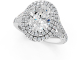 White gold Double Halo Oval Cut Diamond Split Shank Ring with Four Prong Setting_43