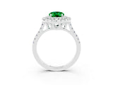 White gold Double Halo Oval Cut Emerald Pavé Band with Four-Prong Setting_3