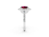 White gold Double Halo Oval Cut Garnet Pavé Band with Four-Prong Setting_2