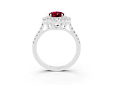White gold Double Halo Oval Cut Garnet Pavé Band with Four-Prong Setting_3