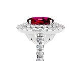 White gold Double Halo Oval Cut Garnet Pavé Band with Four-Prong Setting_5