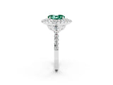 White gold Double Halo Oval Cut Green Sapphire Pavé Band with Four-Prong Setting_2