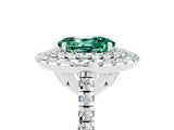 White gold Double Halo Oval Cut Green Sapphire Pavé Band with Four-Prong Setting_5