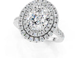 White gold Double Halo Oval Cut Moissanite Pavé Band with Four-Prong Setting_1