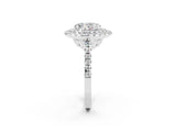 White gold Double Halo Oval Cut Moissanite Pavé Band with Four-Prong Setting_2