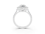 White gold Double Halo Oval Cut Moissanite Pavé Band with Four-Prong Setting_3