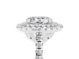White gold Double Halo Oval Cut Moissanite Pavé Band with Four-Prong Setting_5