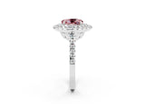 White gold Double Halo Oval Cut Morganite Pavé Band with Four-Prong Setting_2