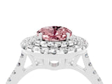 White gold Double Halo Oval Cut Morganite Pavé Band with Four-Prong Setting_4