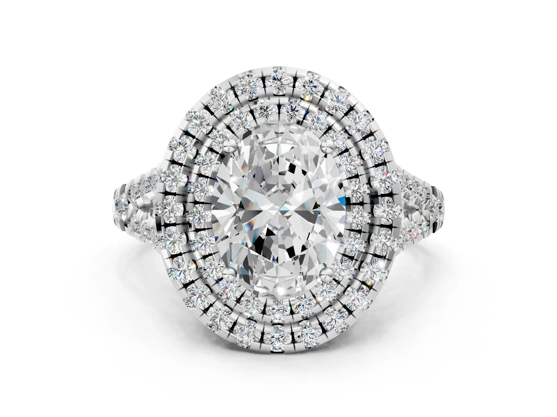 White gold Double Halo Oval Cut Pave Split Shank Prong Set Ring_15