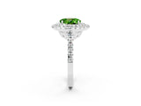 White gold Double Halo Oval Cut Peridot Pavé Band with Four-Prong Setting_2