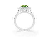 White gold Double Halo Oval Cut Peridot Pavé Band with Four-Prong Setting_3