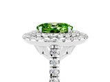 White gold Double Halo Oval Cut Peridot Pavé Band with Four-Prong Setting_5