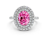White gold Double Halo Oval Cut Pink Sapphire Pavé Band with Four-Prong Setting_24