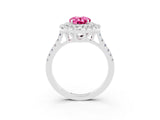 White gold Double Halo Oval Cut Pink Sapphire Pavé Band with Four-Prong Setting_27