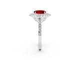 White gold Double Halo Oval Cut Ruby Pavé Band with Four-Prong Setting_2