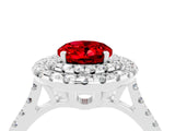 White gold Double Halo Oval Cut Ruby Pavé Band with Four-Prong Setting_4