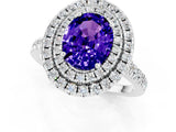 White gold Double Halo Oval Cut Tanzanite Pavé Band with Four-Prong Setting_1