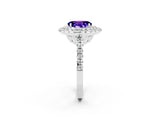 White gold Double Halo Oval Cut Tanzanite Pavé Band with Four-Prong Setting_2
