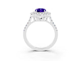 White gold Double Halo Oval Cut Tanzanite Pavé Band with Four-Prong Setting_3