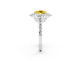 White gold Double Halo Oval Cut Yellow Sapphire Pavé Band with Four-Prong Setting_26