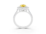 White gold Double Halo Oval Cut Yellow Sapphire Pavé Band with Four-Prong Setting_27
