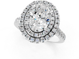 White gold Double Halo Oval Diamond Pave Band with Four-Prong Setting_106