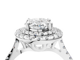 White gold Double Halo Oval Diamond Pave Band with Four-Prong Setting_109