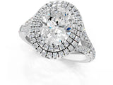 White gold Double Halo Oval-Shaped Split Shank Diamond Ring with Prong Setting_21