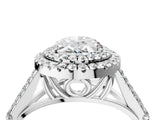White gold Double Halo Oval-Shaped Split Shank Diamond Ring with Prong Setting_24