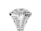 White gold Double Halo Oval-Shaped Split Shank Diamond Ring with Prong Setting_25