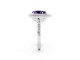 White gold Double Halo Pear Cut Amethyst Pavé Band with Four-Prong Setting_2