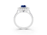 White gold Double Halo Pear Cut Blue Sapphire Pavé Band with Four-Prong Setting_3