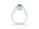White gold Double Halo Pear Cut Blue Topaz Pavé Band with Four-Prong Setting_3