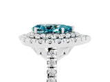 White gold Double Halo Pear Cut Blue Topaz Pavé Band with Four-Prong Setting_5