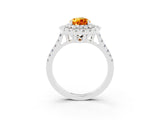 White gold Double Halo Pear Cut Citrine Pavé Band with Four-Prong Setting_3