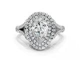 White gold Double Halo Pear Cut Diamond Split Shank Engagement Ring with Four-Prong Setting_3