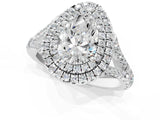White gold Double Halo Pear Cut Diamond Split Shank Engagement Ring with Four-Prong Setting_4